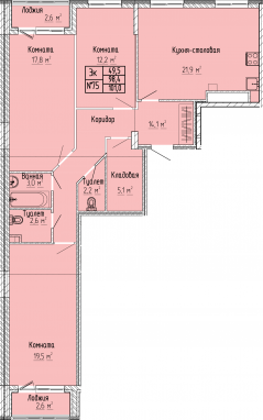 3К-квартира, 101,0 м2, 3&nbsp;этаж