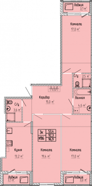 3К-квартира, 96,9 м2, 7&nbsp;этаж