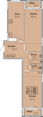 2К-квартира, 71,8 м2, 4&nbsp;этаж