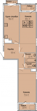 2К-квартира, 72,7 м2, 10&nbsp;этаж